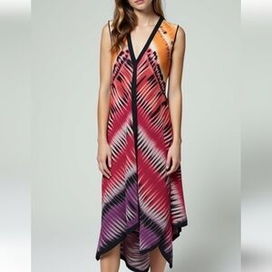 Peter Nygard Women’s Sleeveless Deep V Neck Dress Tie-Dye Dress